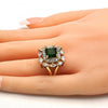 Anillo Multi Piedra 01.284.0005.08 Oro Laminado, con Zirconia Cubica Verde y Blanca, Pulido, Dorado