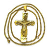 Collares con Dije 04.116.0057.1.30 Acero Inoxidable, Diseño de Crucifijo, Pulido, Dorado
