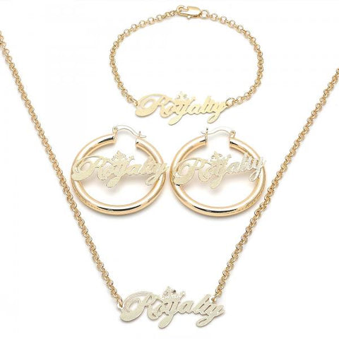 Collar, Pulso y Arete 06.63.0236 Oro Laminado, Pulido, Dorado