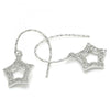 Arete Colgante 02.366.0017 Plata Rodinada, Diseño de Estrella, con Zirconia Cubica Blanca, Pulido, Rodinado