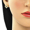 Arete Dormilona 02.156.0511.1 Oro Laminado, Diseño de Corazon, con Micro Pave Granate y Blanca, Pulido, Dorado