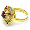 Anillo Multi Piedra 01.266.0017.07 Oro Laminado, con Zirconia Cubica Granate y Blanca, Pulido, Dorado
