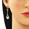 Arete Largo 02.387.0058.1 Oro Laminado, Diseño de Gota, con Zirconia Cubica Blanca, Pulido, Dorado