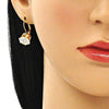 Arete Gancho Frances 5.128.063 Oro Laminado, con Zirconia Cubica Blanca, Pulido, Dorado