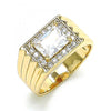 Anillo de Hombre 01.266.0048.12 Oro Laminado, con Zirconia Cubica Blanca y Micro PaveBlanca, Pulido, Dorado