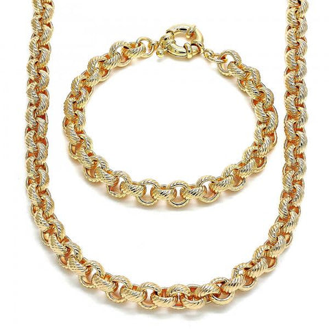 Collar y Pulso 06.378.0002 Oro Laminado, Diseño de Chunky, Diamantado, Dorado