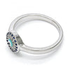 Anillo Multi Piedra 01.60.0004.1.07 Rodio Laminado, Diseño de Ojo Griego, con Micro Pave Zafiro Azul y Blanca, Esmaltado Turquesa, Rodinado