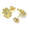Arete Dormilona 02.156.0375 Oro Laminado, Diseño de Flor, con Zirconia Cubica Blanca, Pulido, Dorado