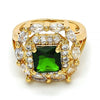 Anillo Multi Piedra 01.284.0005.08 Oro Laminado, con Zirconia Cubica Verde y Blanca, Pulido, Dorado