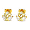 Arete Dormilona 02.387.0083 Oro Laminado, Diseño de Cisne, con Zirconia Cubica Blanca, Pulido, Dorado