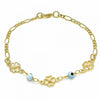 Pulsera Elegante 03.09.0066.07 Oro Laminado, Diseño de Ojo Griego y Corazon, Diseño de Ojo Griego, Pulido Azul, Dorado