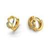 Argolla Huggie 02.165.0006 Oro Laminado, Diseño de Corazon, con Zirconia Cubica Blanca, Pulido, Dorado