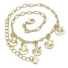 Tobillera de Dije 03.63.2194.10 Oro Laminado, Diseño de Estrella y Luna, Diseño de Estrella, Diamantado, Dorado