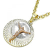 Dije Religioso 05.380.0126 Oro Laminado, Diseño de Jesus, Diamantado, Tricolor