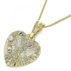Collares con Dije 04.351.0016.1.20 Oro Laminado, Diseño de Corazon y Guadalupe, Diseño de Corazon, Pulido, Dorado