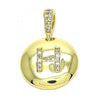 Dije Elegante 05.341.0008 Oro Laminado, Diseño de Iniciales, con Zirconia Cubica Blanca, Pulido, Dorado