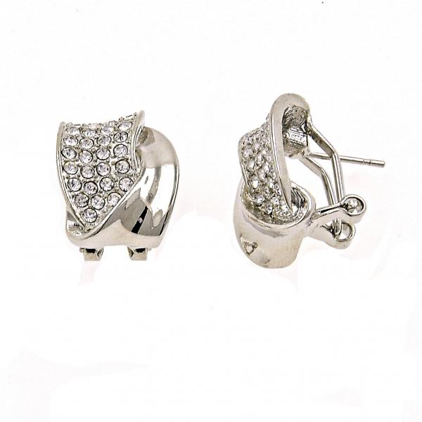 Arete Dormilona 02.59.0079.1 *PROMO* Rodio Laminado, Diseño de Torcido, con Cristal Blanca, Pulido, Rodinado