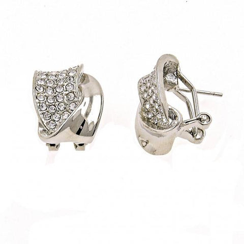 Arete Dormilona 02.59.0079.1 *PROMO* Rodio Laminado, Diseño de Torcido, con Cristal Blanca, Pulido, Rodinado