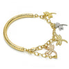 Pulsera de Dije 03.63.1821.1.08 Oro Laminado, Diseño de Libelula y Hueco, Diseño de Libelula, Diamantado, Tricolor