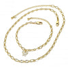 Collar y Pulso 04.63.0199 Oro Laminado, Diseño de Mariposa, Diamantado, Dorado