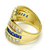 Anillo Multi Piedra 01.99.0100.2.09 Oro Laminado, con Zirconia Cubica Tanzanita y Blanca, Pulido, Dorado