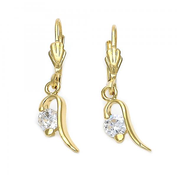 Arete Colgante 5.073.009 Oro Laminado, con Zirconia Cubica Blanca, Pulido, Dorado