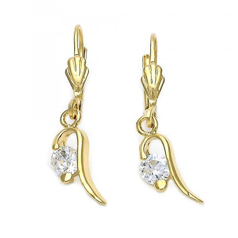 Arete Colgante 5.073.009 Oro Laminado, con Zirconia Cubica Blanca, Pulido, Dorado