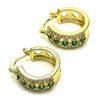 Argolla Pequeña 02.210.0269.10.15 Oro Laminado, con Zirconia Cubica Verde y Blanca, Pulido, Dorado