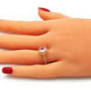 Anillo Multi Piedra 01.284.0045.06 Oro Laminado, con Zirconia Cubica Rosado, Pulido, Dorado