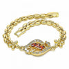 Pulsera Elegante 03.357.0008.2.07 Oro Laminado, Diseño de Flor, con Zirconia Cubica Granate y Blanca, Pulido, Dorado