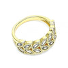 Anillo Multi Piedra 01.346.0019.09 Oro Laminado, Diseño de Oja, con Zirconia Cubica Blanca, Pulido, Dorado