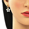 Argolla Huggie 02.362.0003.12 Oro Laminado, Diseño de Estrella, Esmaltado Blanco, Dorado