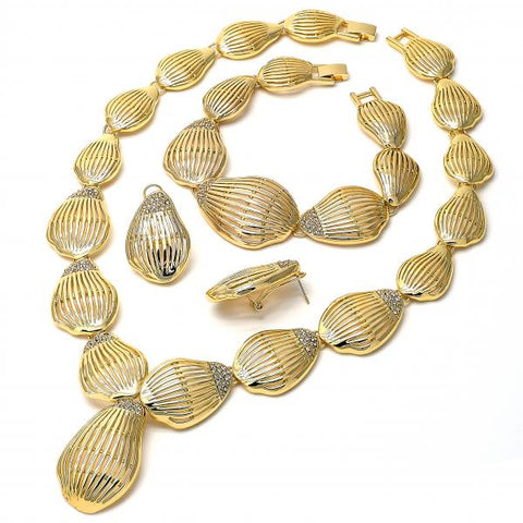 Collar, Pulso y Arete 06.59.0080 Oro Laminado, con Cristal , Dorado