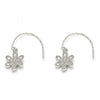 Arete Colgante 02.366.0001 Plata Rodinada, Diseño de Flor, con Zirconia Cubica Blanca, Pulido, Rodinado
