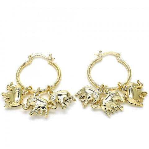 Argolla Pequeña 02.63.2630.25 Oro Laminado, Diseño de Elefante, Pulido, Dorado