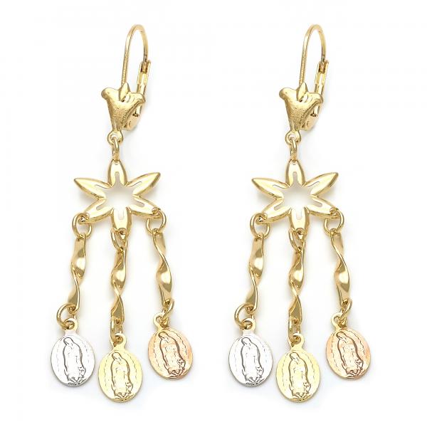 Arete Chandelier 02.63.2275 Oro Laminado, Diseño de Guadalupe, Tricolor