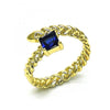 Anillo Multi Piedra 01.213.0018 Oro Laminado, con Zirconia Cubica Zafiro Azul, Pulido, Dorado