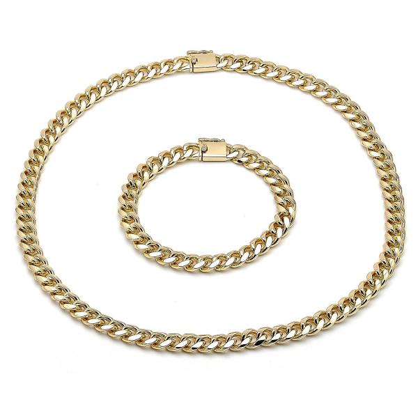 Collar y Pulso 06.213.0024 Oro Laminado, Diseño de Chunky, Pulido, Dorado