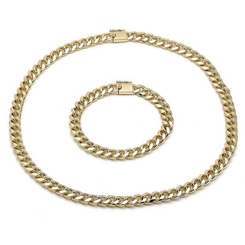 Collar y Pulso 06.213.0024 Oro Laminado, Diseño de Chunky, Pulido, Dorado