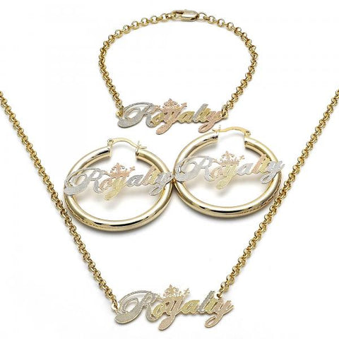 Collar, Pulso y Arete 06.63.0236.1 Oro Laminado, Pulido, Tricolor