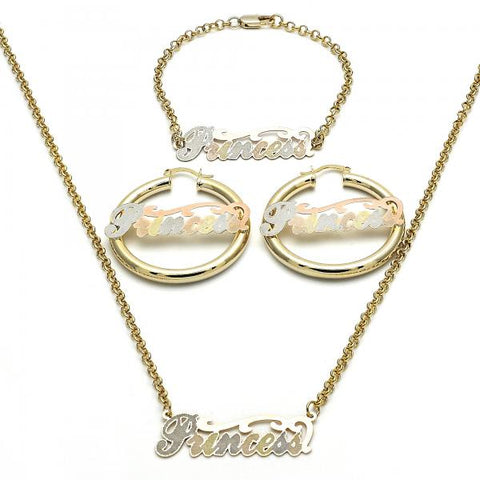 Collar, Pulso y Arete 06.63.0235.1 Oro Laminado, Pulido, Tricolor