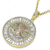 Dije Religioso 05.380.0028 Oro Laminado, Diseño de Moneda Centenario y Angel, Diseño de Moneda Centenario, con Cristal Blanca, Pulido, Tricolor