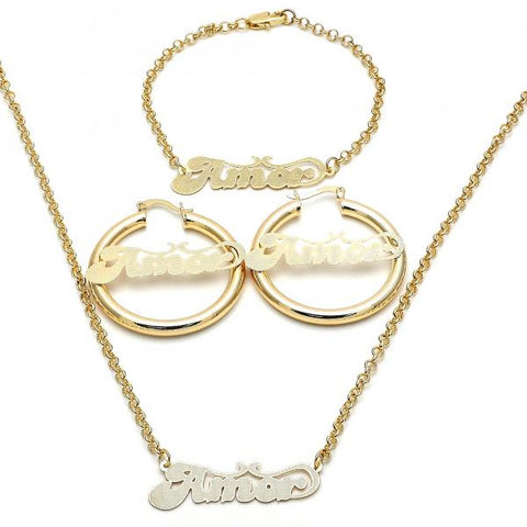 Collar, Pulso y Arete 06.63.0238 Oro Laminado, Pulido, Dorado