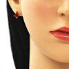 Arete Dormilona 02.310.0046 Oro Laminado, con Zirconia Cubica Granate, Pulido, Dorado