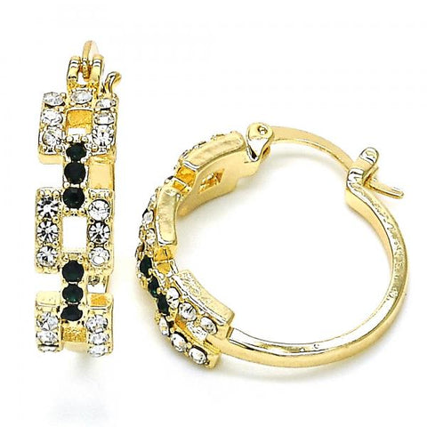 Argolla Pequeña 02.100.0073.2.20 Oro Laminado, con Cristal Verde y Blanca, Pulido, Dorado