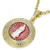 Dije Religioso 05.380.0039 Oro Laminado, Diseño de Guadalupe y Llave Griega, Diseño de Guadalupe, Pulido, Tricolor