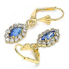 Arete Colgante 02.122.0115.3 Oro Laminado, con Cristal Zafiro Azul y Blanca, Pulido, Dorado