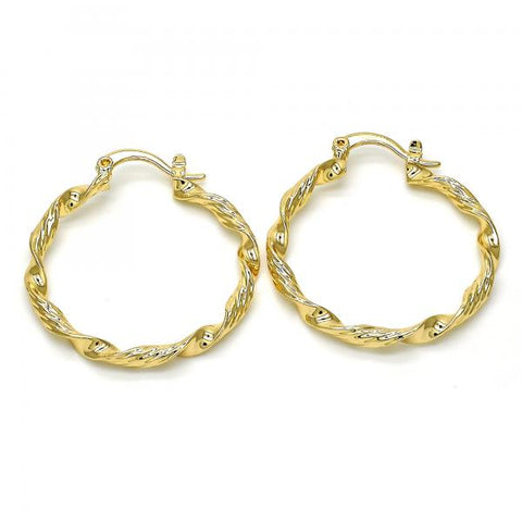 Argolla Mediana 02.170.0208.1.30 Oro Laminado, Diseño de Torcido, Diamantado, Dorado