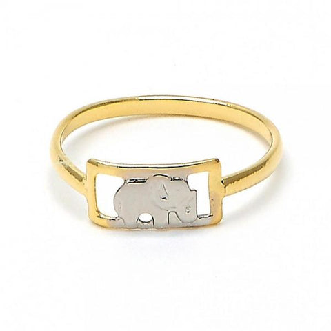 Anillo Infantil 01.21.0038.05 Oro Laminado, Diseño de Elefante, Pulido, Dos Tonos