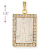 Dije Religioso 5.198.030 Oro Laminado, Diseño de San Lazaro, con Zirconia Cubica Blanca, Pulido, Dos Tonos